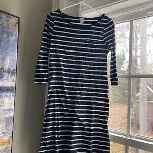 Forever 21 Navy and White Long Sleeve Dress